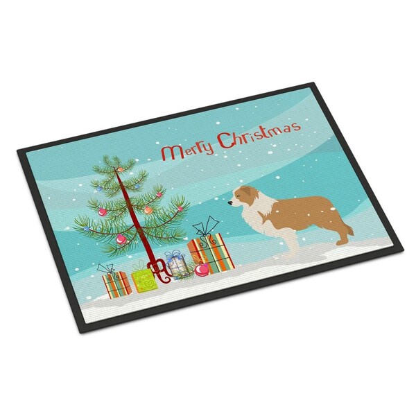 Carolines Treasures Red Border Collie Merry Christmas Tree Indoor or Outdoor Mat, 24 x 36 CA66340 - main